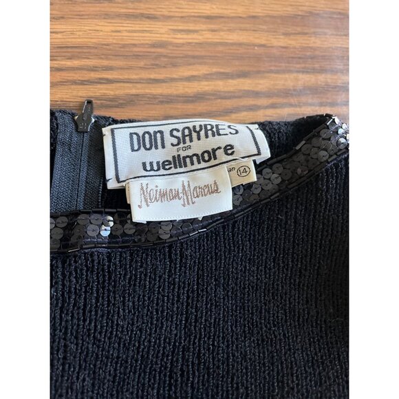 Don Sayres for Wellmore Neiman Marcus black sequined sweater dress size 14 - Picture 5 of 8